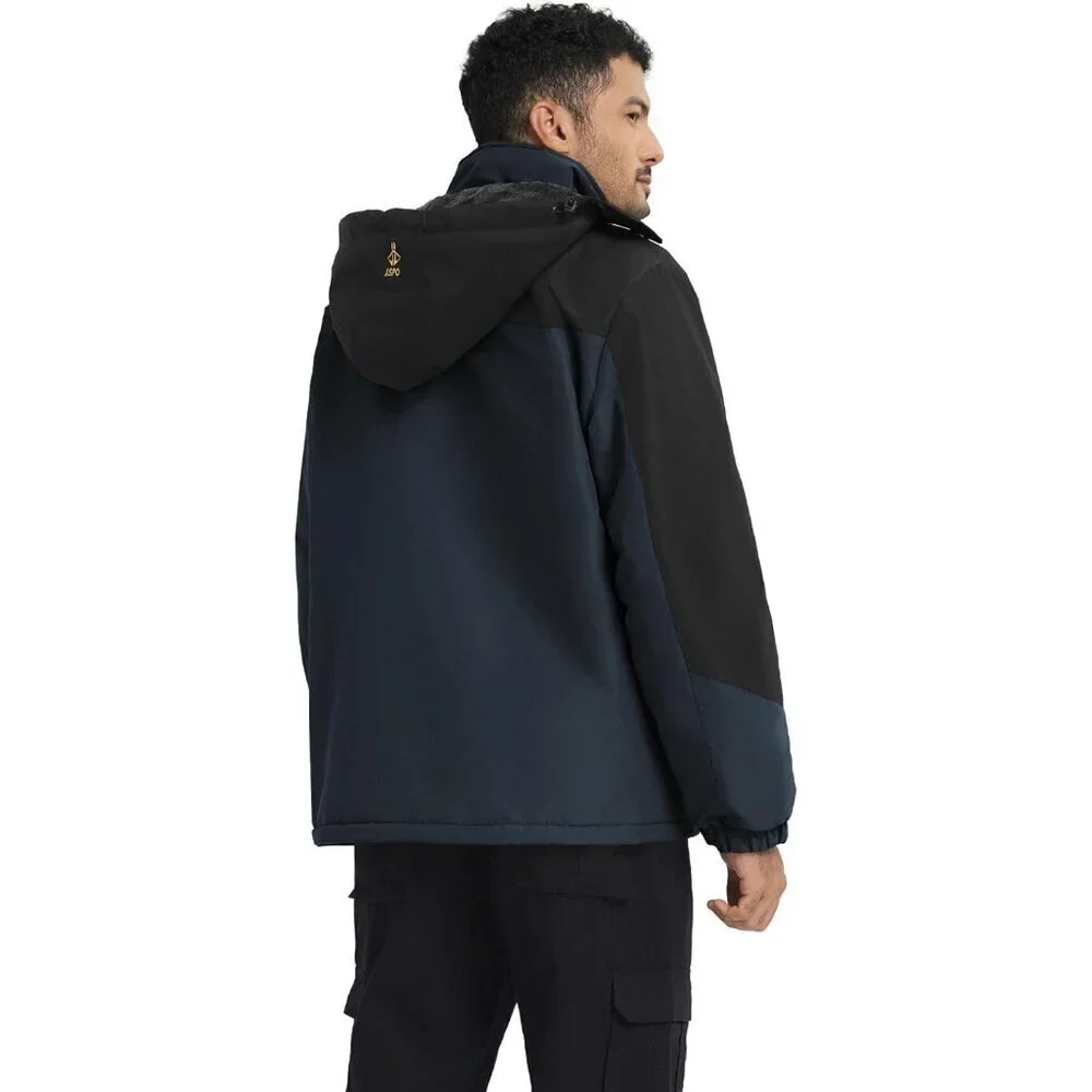 Men's NavyBlue 1 Waterproof Winter Warm Snow Coat Fleece Lined Hiking Ski Jacket